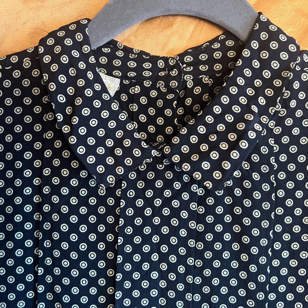 Perry Ellis Vintage Black and White Polka Dot Blouse XS